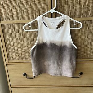 Athleta Gray and White Sleeveless Crop Tank Top